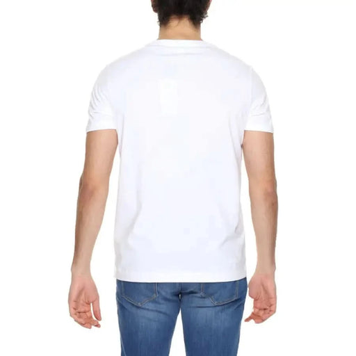 U.S. Polo Assn. Men T-Shirt plain white worn by person facing away from the camera