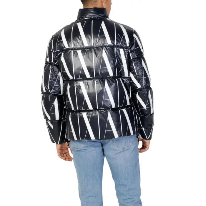 Puffer jacket with a black and white geometric pattern from Armani Exchange Men Jacket