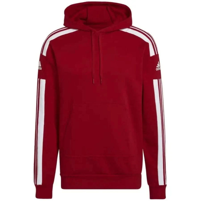 Red Adidas Men Sweatshirt with white stripes on the sleeves for stylish apparel & accessories