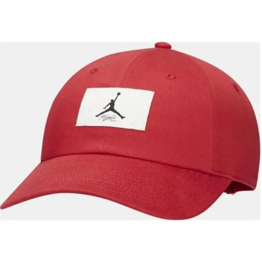 Red Air Jordan baseball cap with white logo patch for men