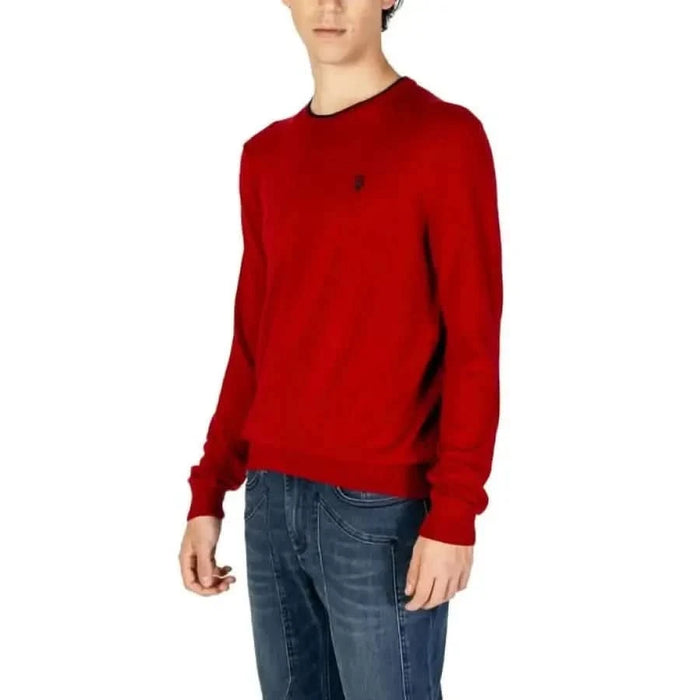 Red crew neck sweater with dark logo for U.S. Polo Assn. Men’s Knitwear collection