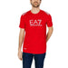 Red Emporio Armani EA7 T-shirt worn by a man with facial hair - EA7 Men T-Shirt