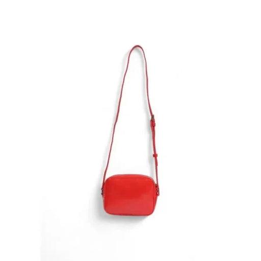 Red leather crossbody bag with adjustable strap by Tommy Hilfiger for women