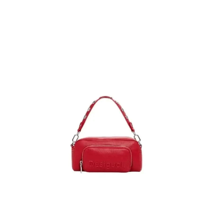 Red leather handbag with zipper closure from Desigual for women