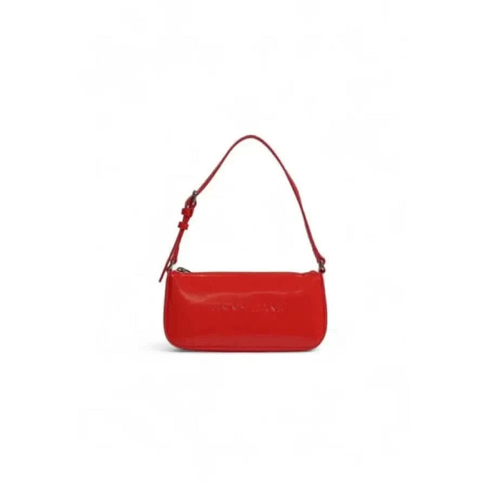 Red leather shoulder bag with a single strap by Tommy Hilfiger for women