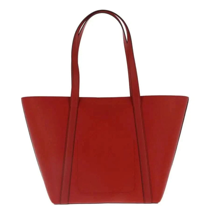 Red leather tote bag with long handles by Michael Kors for women