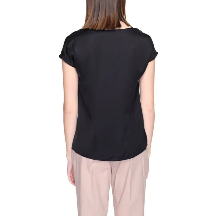 Alviero Martini Prima Classe Women Blouse showcases a sleek black silk top by The Row