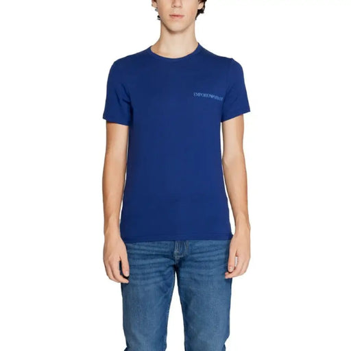 Royal blue short-sleeved crew neck t-shirt from Emporio Armani Underwear collection