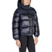 Shiny black puffer jacket with hood and quilted sections by Napapijri for women