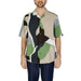 Short-sleeved abstract geometric shirt in beige, green, navy, brown - Only & Sons Men Shirt