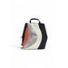 Stylish Desigual color-blocked backpack featuring geometric panels in black, white, gray, and orange