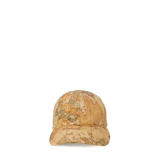 Tan baseball cap featuring a world map pattern from Alviero Martini Prima Classe