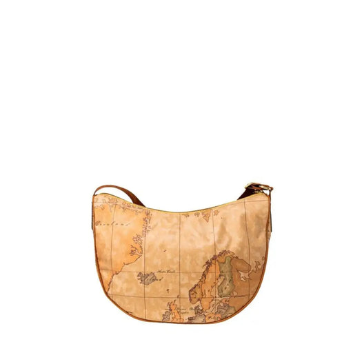 Tan leather handbag with world map print from Alviero Martini Prima Classe