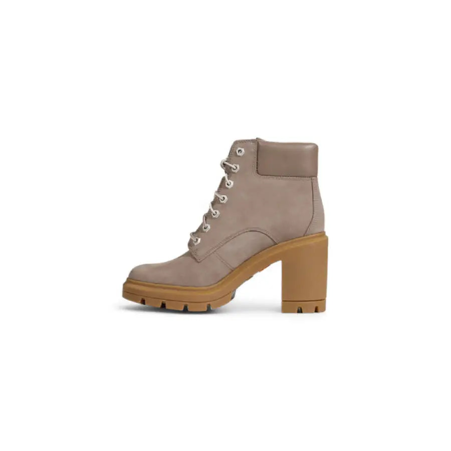 Taupe leather ankle boot with chunky heel and lug sole - Timberland Women Boots