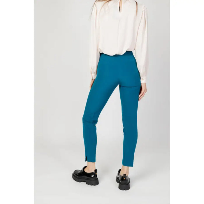 Teal blue high-waisted skinny pants from Hanny Deep Women Trousers collection