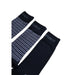 Three black and gray striped Armani socks arranged parallel for stylish men’s underwear