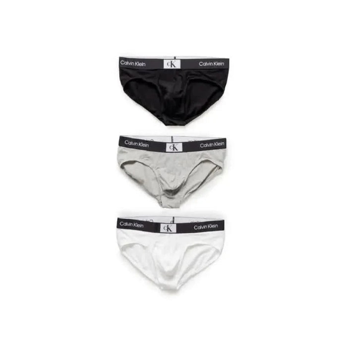 Calvin Klein men’s briefs in black, gray, and white from the Calvin Klein Underwear Men collection