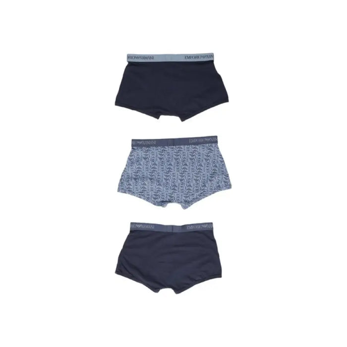 Men’s boxer briefs in navy blue and patterned gray by Emporio Armani Underwear