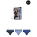 Three-pack of Emporio Armani men’s underwear briefs in blue shades and patterns