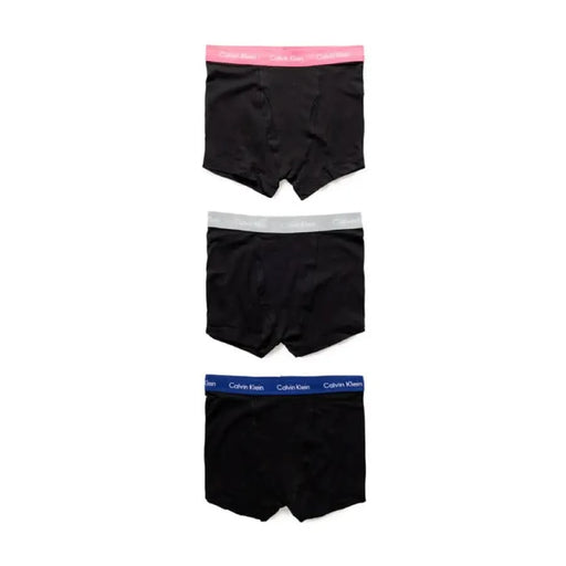 Black Calvin Klein boxer briefs with varied waistbands in the Calvin Klein Men Underwear line