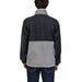 Two-tone fleece jacket with black upper and gray lower portions, displayed from behind