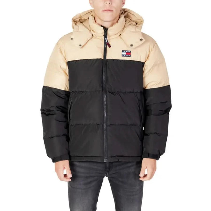 Two-tone puffer jacket by Tommy Hilfiger Jeans in beige and black for men