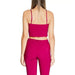 Back view of Rinascimento magenta workout set with cropped tank and fitted leggings