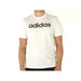 White Adidas Men T-Shirt featuring black logo text