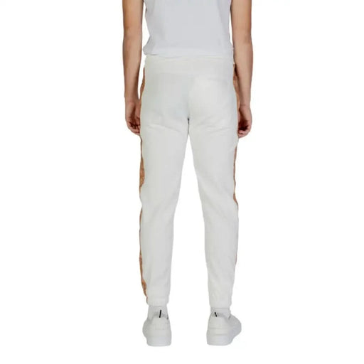 White athletic pants with brown side stripes from Alviero Martini Prima Classe Men Trousers