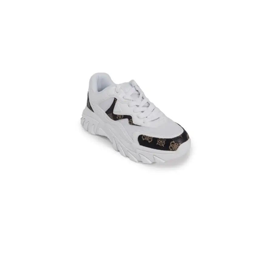 Guess Women Sneakers - White athletic sneaker with black and leopard print accents
