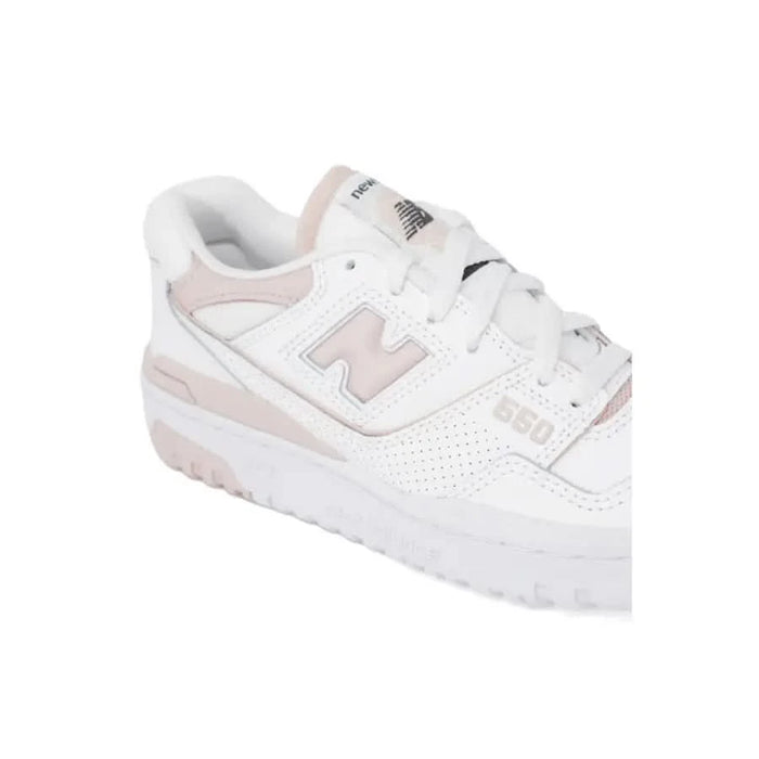 White New Balance Women Sneakers with pale pink accents