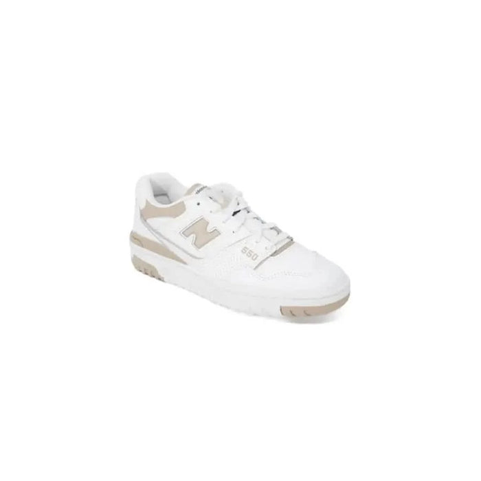 White New Balance sneaker with beige accents from the New Balance Women Sneakers collection