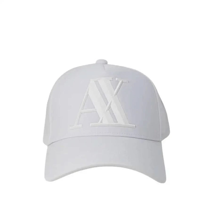 White baseball cap featuring AX logo embroidered for Armani Exchange Men Cap