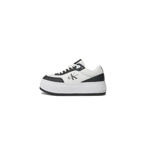 White and black Calvin Klein platform sneaker with thick sole for women