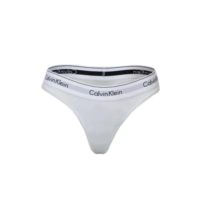 White Calvin Klein thong underwear featuring a branded elastic waistband for women