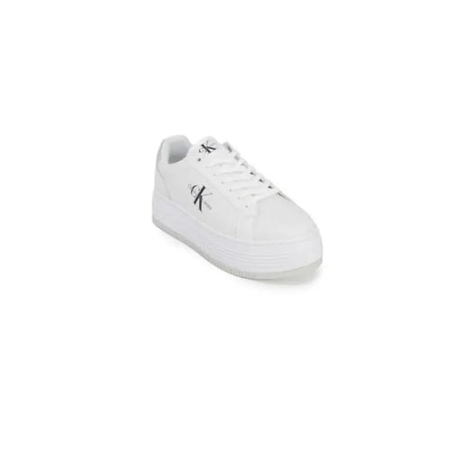 White Calvin Klein Women Sneakers with low-top design and lace-up front