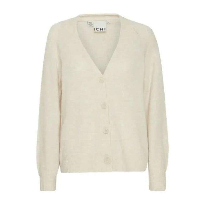 Urban style Ichi - Ichi Women’s white v-neck cardigan sweater with buttons