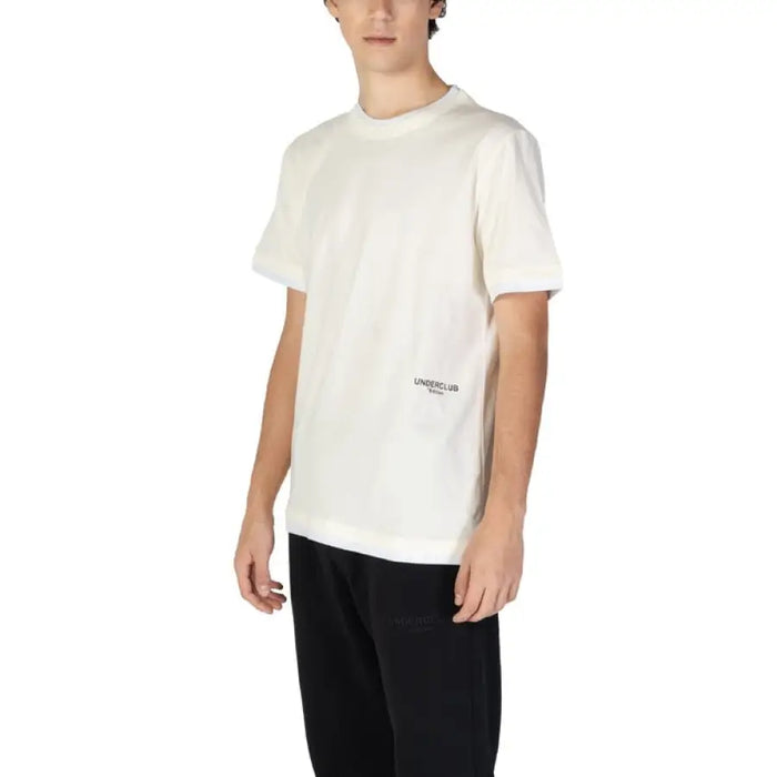 White cotton crew neck t-shirt with minimal branding from Underclub Men T-Shirt collection