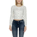 White cropped cardigan with diamond pattern and buttons from Guess Women’s Knitwear