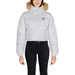 White cropped Tommy Hilfiger puffer jacket with fur-trimmed hood for women