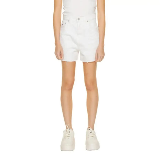 White frayed hem denim shorts from Tommy Hilfiger Jeans for women