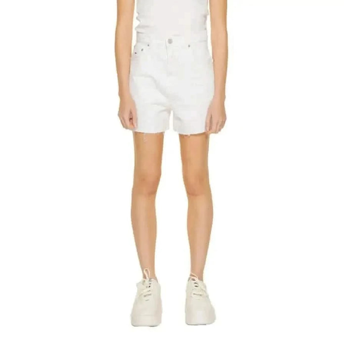 White frayed hem denim shorts from Tommy Hilfiger Jeans for women