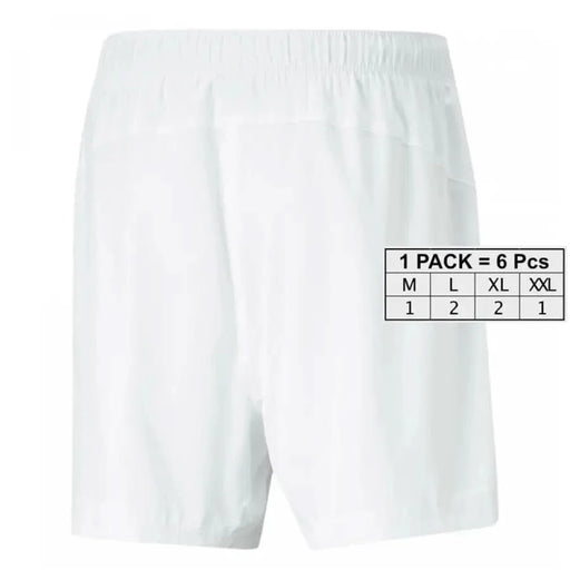 Puma Men Shorts White Elastic-Waist Pack of 6 With Size Chart