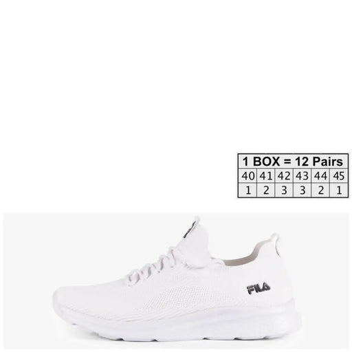 White Fila Men Sneakers featuring a lightweight mesh upper and chunky sole