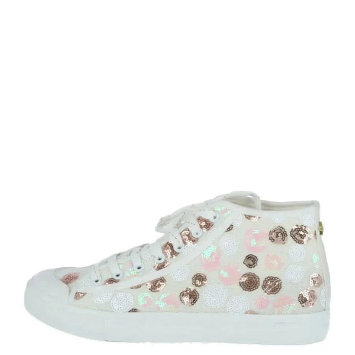 Colorful Enrico Coveri high-top sneaker with polka dots and sequins for women