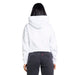 White hooded sweatshirt worn by a person with long dark hair from behind, Calvin Klein Jeans