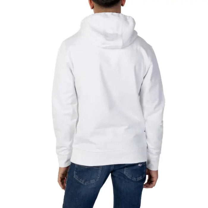 Back view of Tommy Hilfiger Jeans Men Sweatshirt in white hooded style