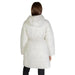 White hooded winter puffer coat with cinched waist by Calvin Klein Jeans for women