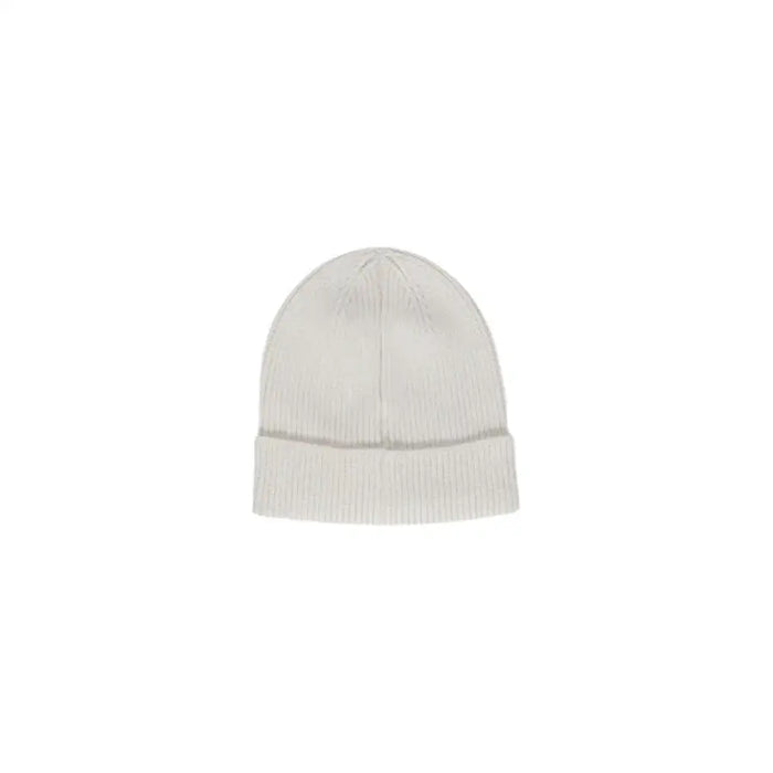 White knit beanie with a folded brim from Pieces Women’s Cap collection