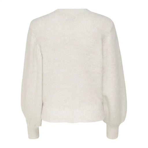 White knit sweater with puffed sleeves and crew neck from Only Women’s Knitwear